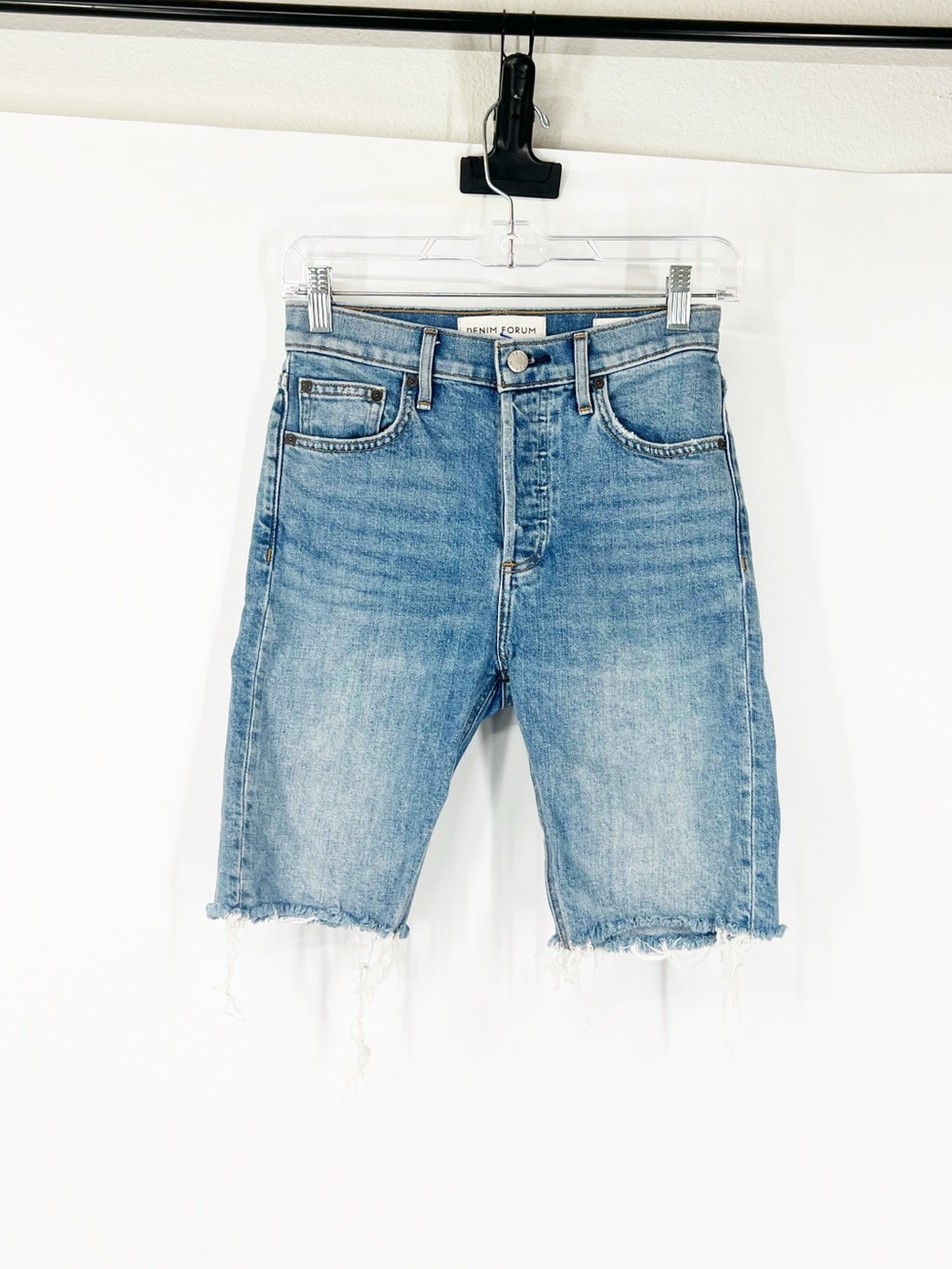 Denim Forum Aritzia The Yoko Bermuda Denim Shorts Button Fly
